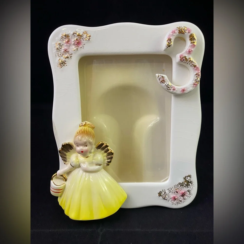 The Good Company Porcelain Photo Frame Birthday Angel Age 3 Vintage 1989